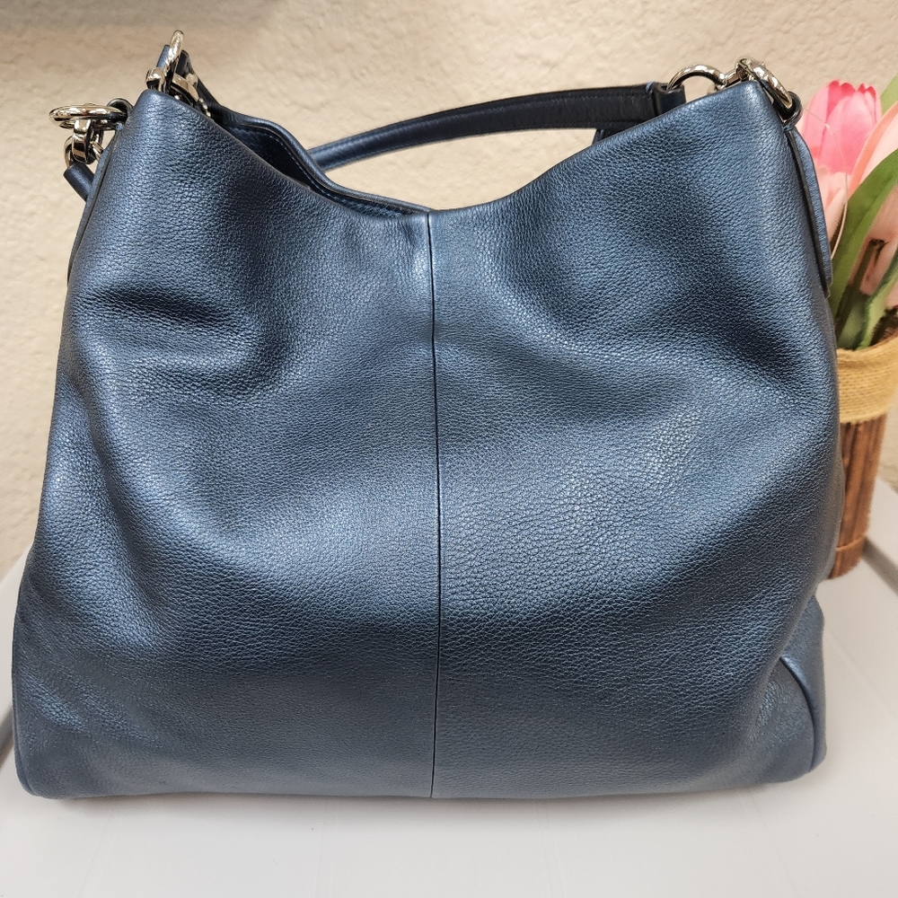 Coach Metallic Blue Large Handbag